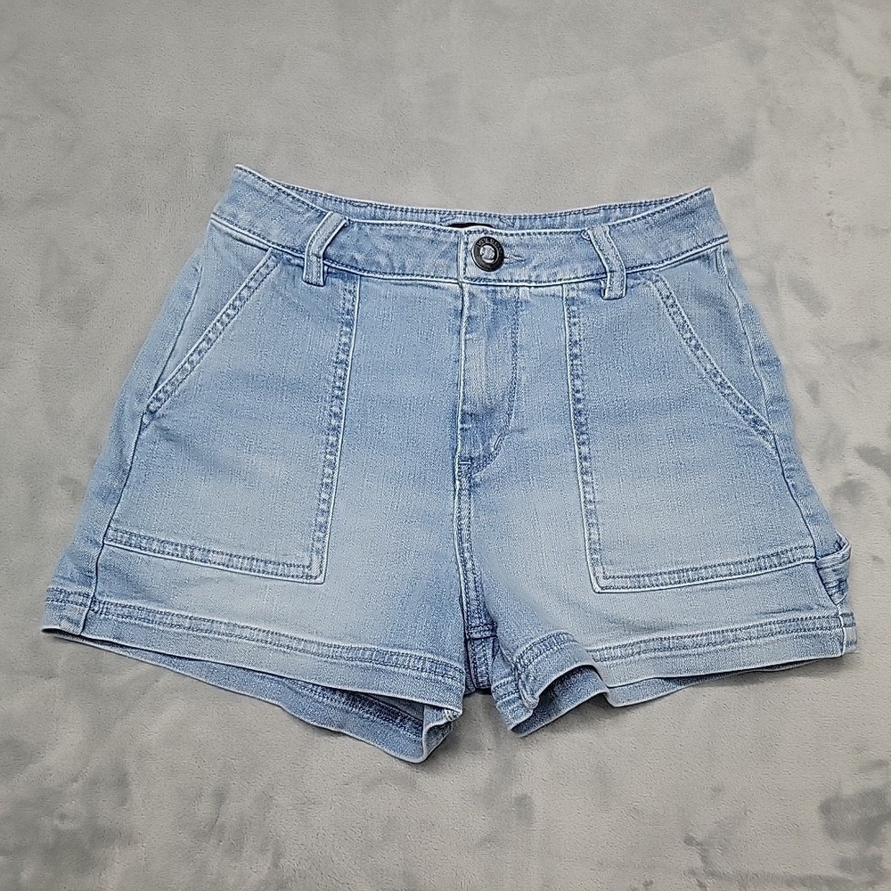 Volcom Shorts Womens 26 Blue Denim Carpenter High Rise Stretch Casual Summer